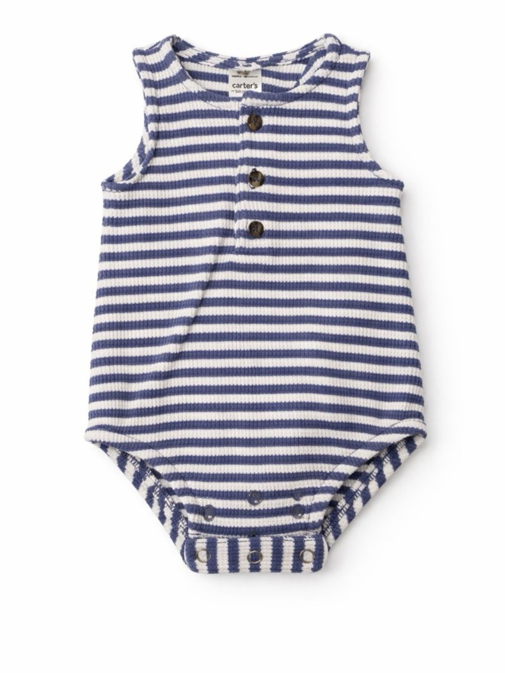 Carter's Blue and White Striped Sleeveless Ribbed Bodysuit